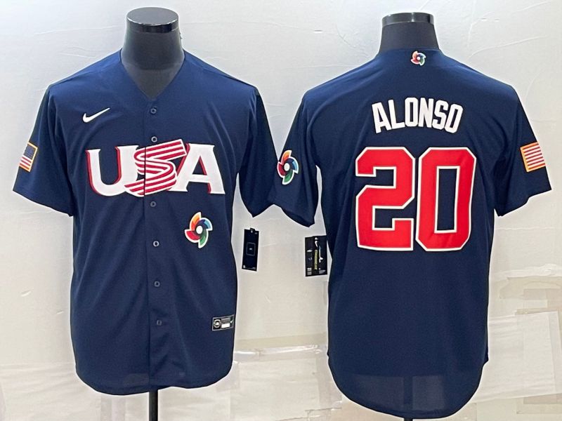 Men 2023 World Cub USA #20 Alonso Blue Nike MLB Jersey7->more jerseys->MLB Jersey